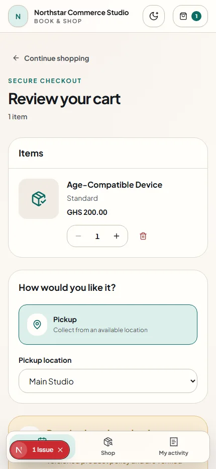 Real ChatFlow cart interface using fictional demonstration data.